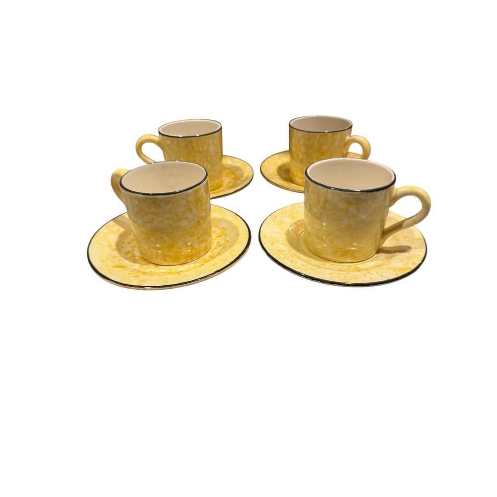 Stangl town & country yellow coffee cups and saucers